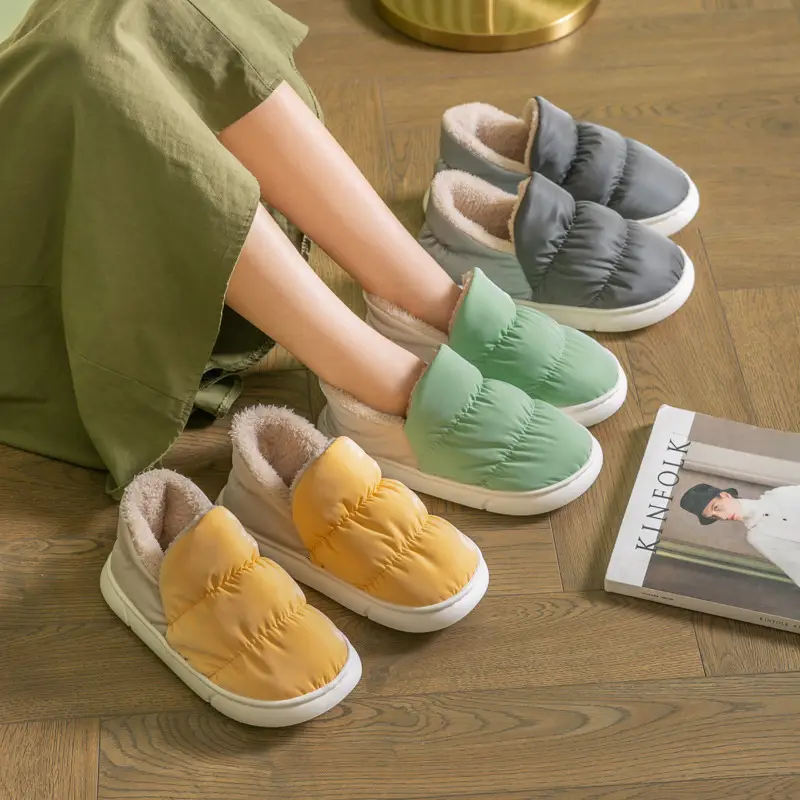 Down Cotton Home Slippers, Thickened for Winter Warmth, Indoor Plush Cotton Shoes for Women, Wholesale for Foreign Trade, Comfortable - Image 4