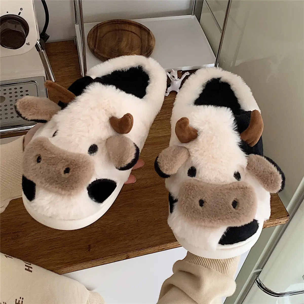 Cute Cow Fluffy Slippers for Women Winter - Image 5