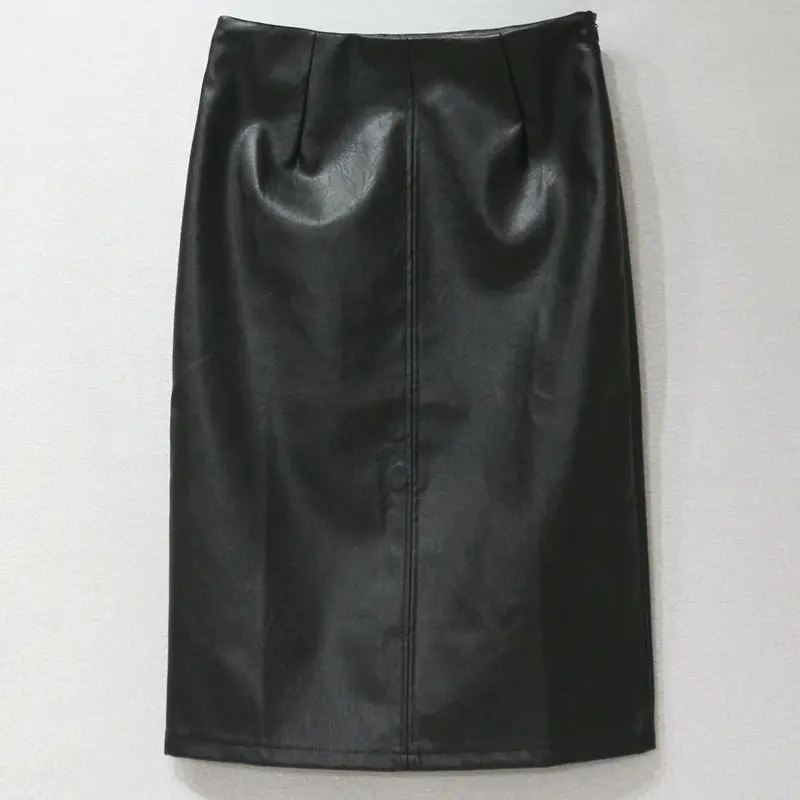Black Leather Slit Skirt for Women — feature 2