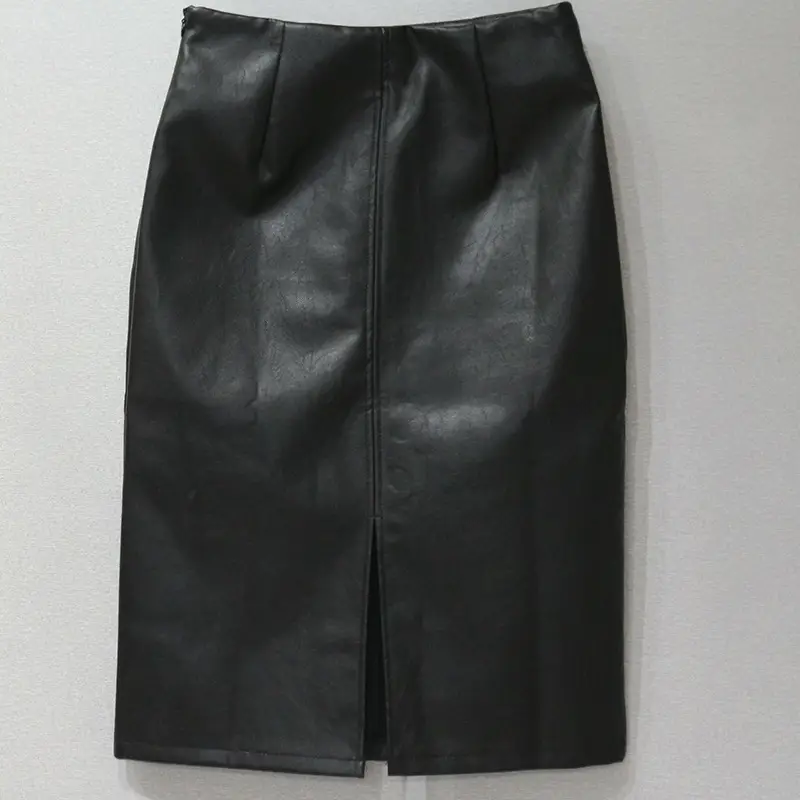 Black Leather Slit Skirt for Women — feature 3