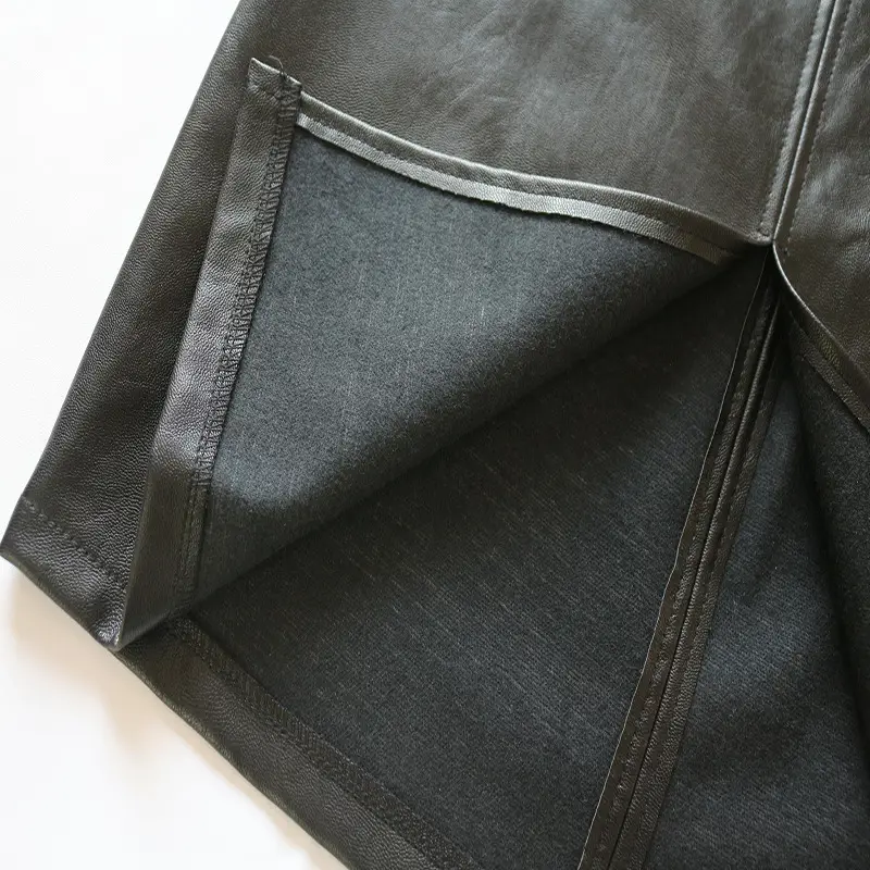Black Leather Slit Skirt for Women — feature 4