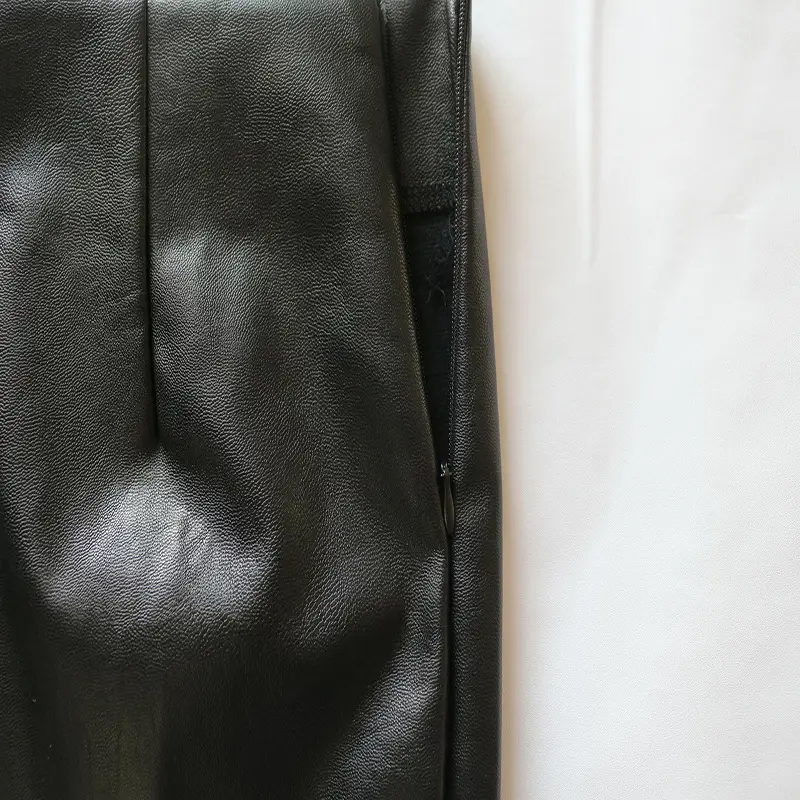 Black Leather Slit Skirt for Women — feature 5