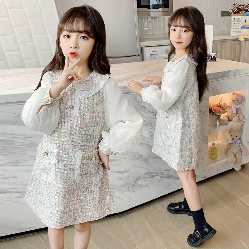 Girls Cotton Lace Dress White Multi Color Medium to XL - Image 4