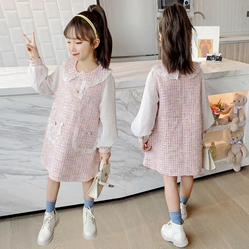 Girls Cotton Lace Dress White Multi Color Medium to XL - Image 5