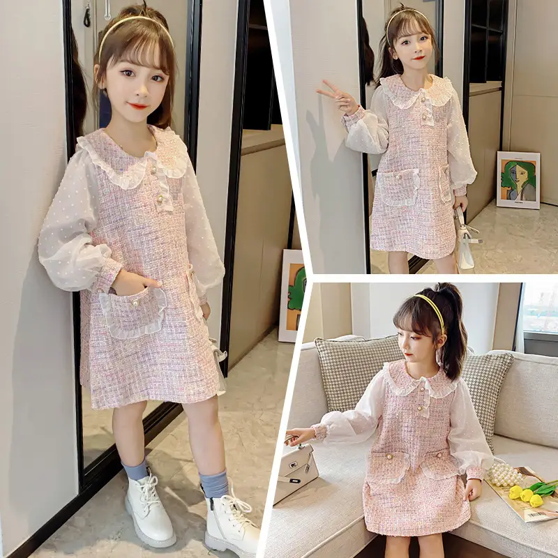 Girls Cotton Lace Dress White Multi Color Medium to XL - Image 6