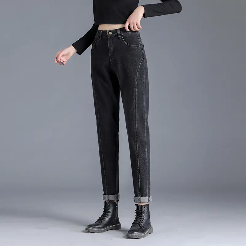 Women's Black Elastic High Waist Jeans Autumn 2023 - Image 4