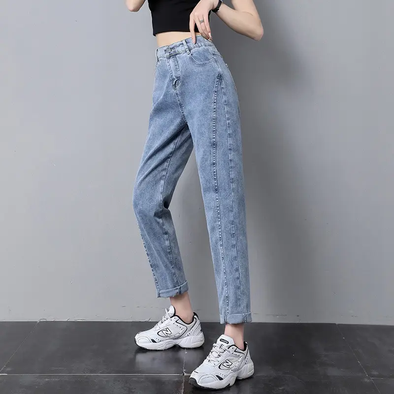 Women's Black Elastic High Waist Jeans Autumn 2023 - Image 5