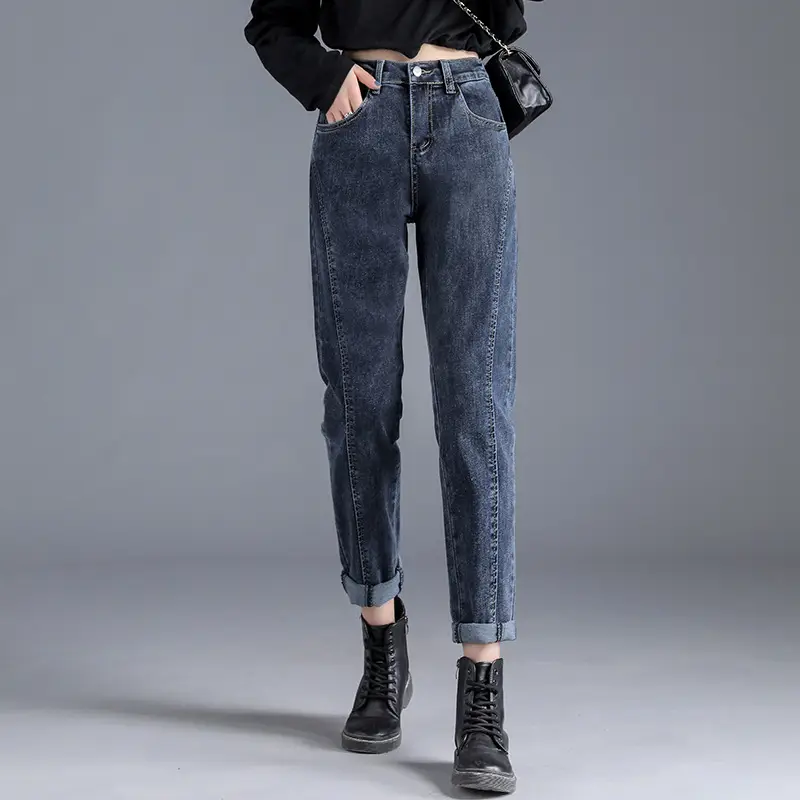 Women's Black Elastic High Waist Jeans Autumn 2023 - Image 6