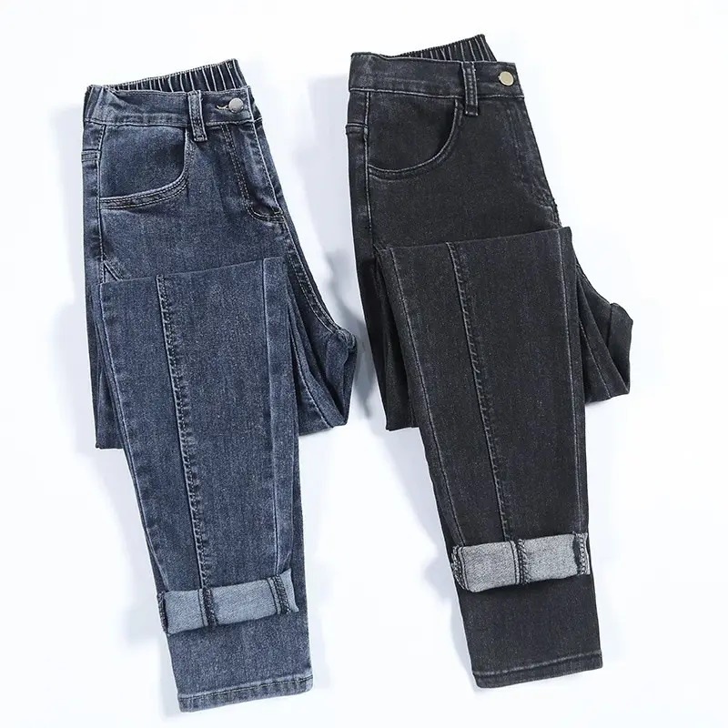 Women's Black Elastic High Waist Jeans Autumn 2023 - Image 7