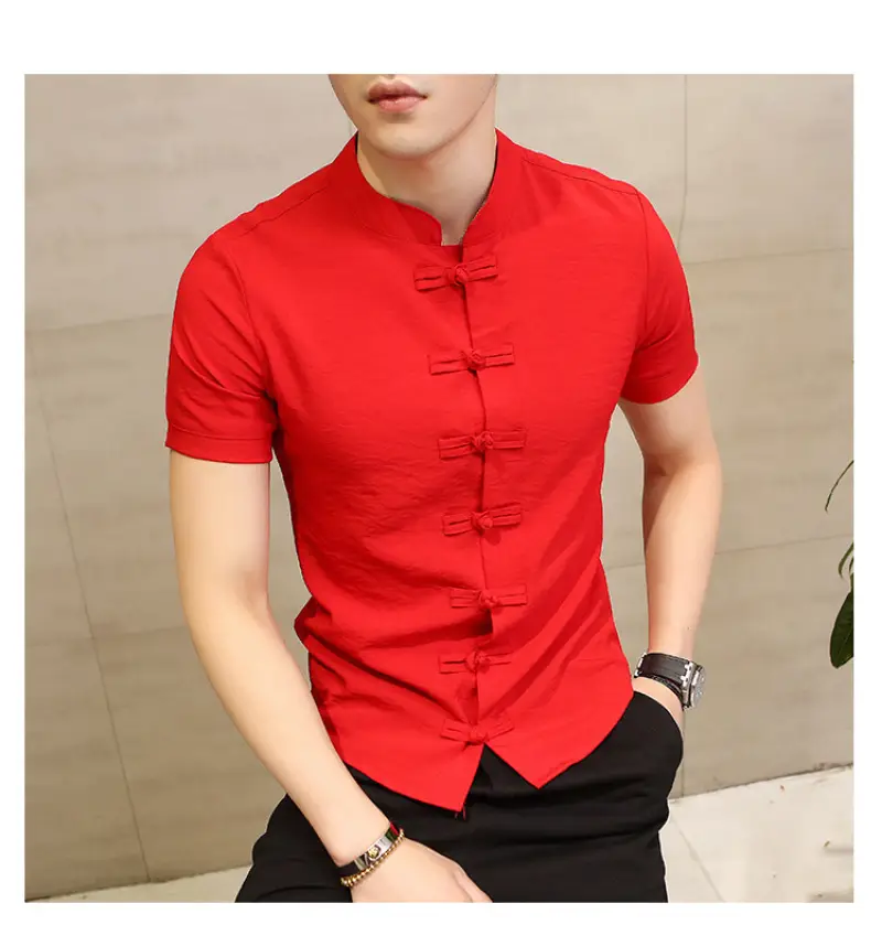 Men's 2025 Summer Button Collar Shirt Light Blue Slim Fit — feature 14