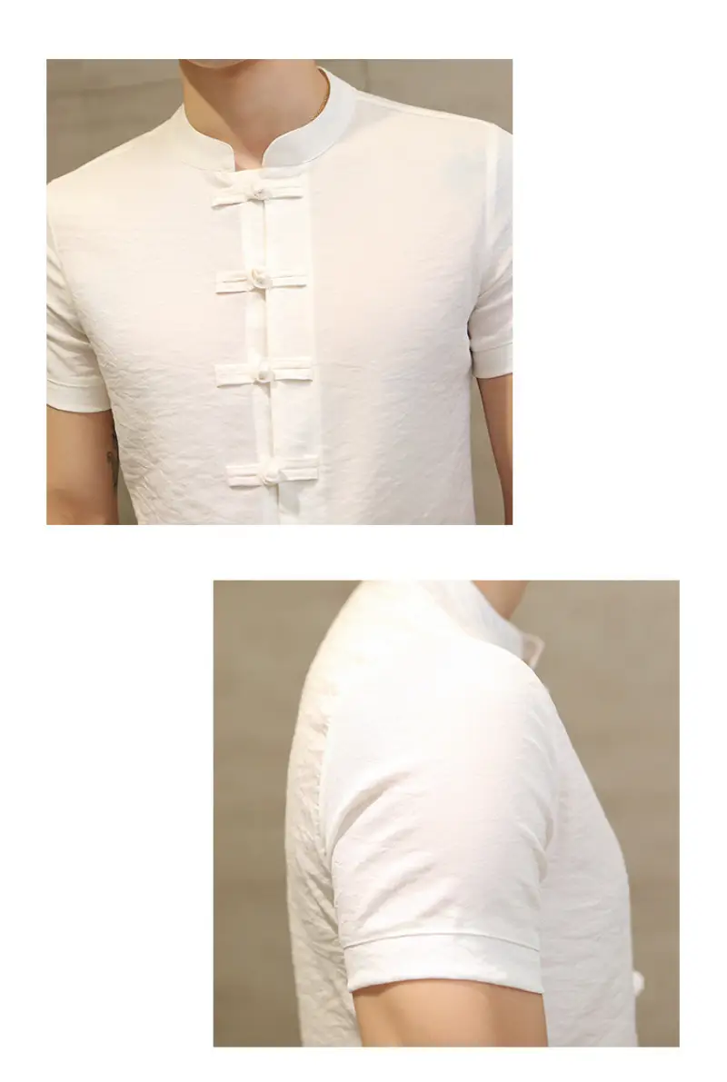 Men's 2025 Summer Button Collar Shirt Light Blue Slim Fit — feature 16
