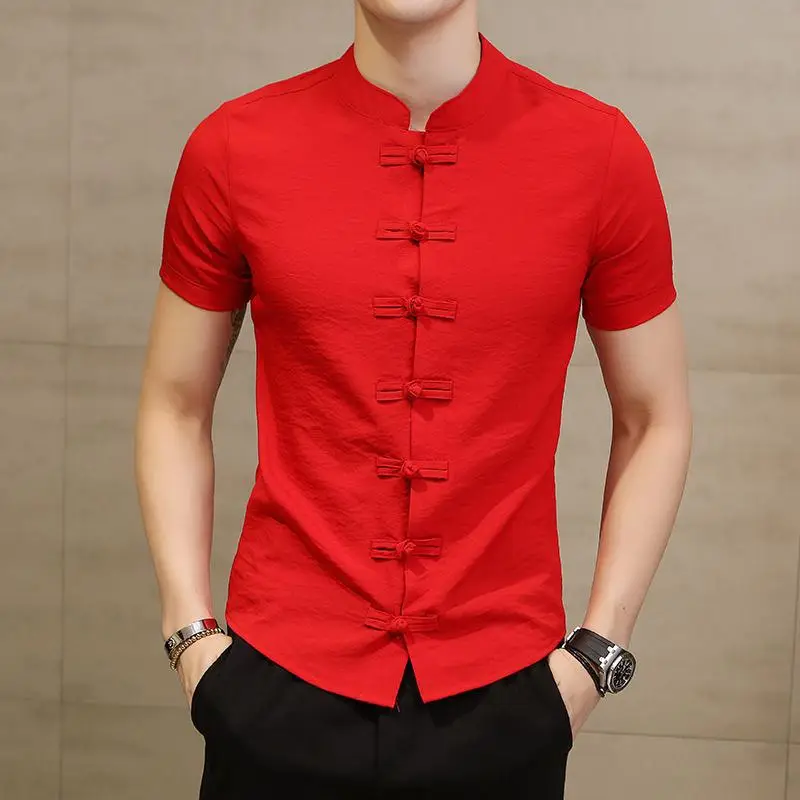 Men's 2025 Summer Button Collar Shirt Light Blue Slim Fit — feature 4