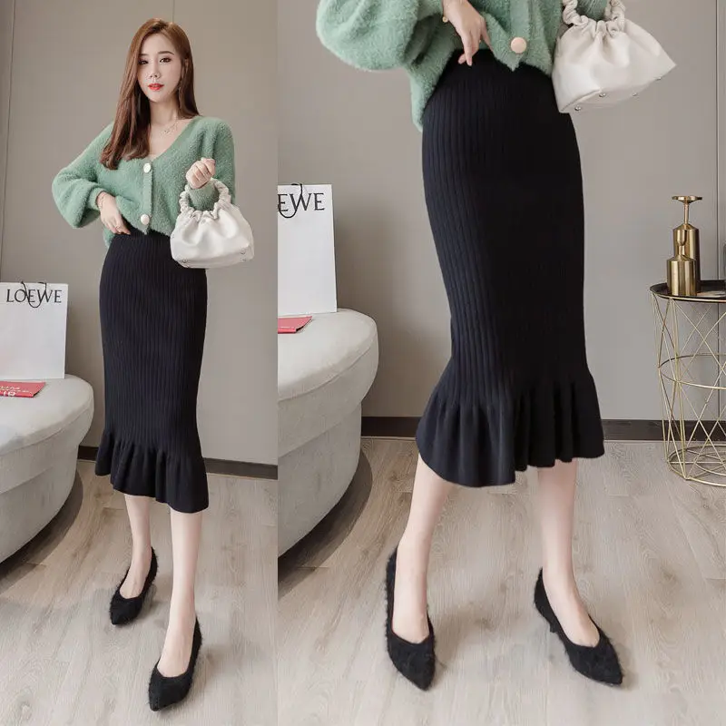 2024 Thick Wool Fishtail Skirt Women's Mid-Length Knitted - Image 10