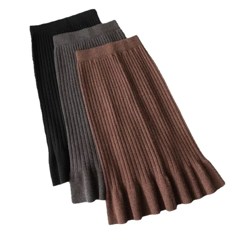 2024 Thick Wool Fishtail Skirt Women's Mid-Length Knitted - Image 11