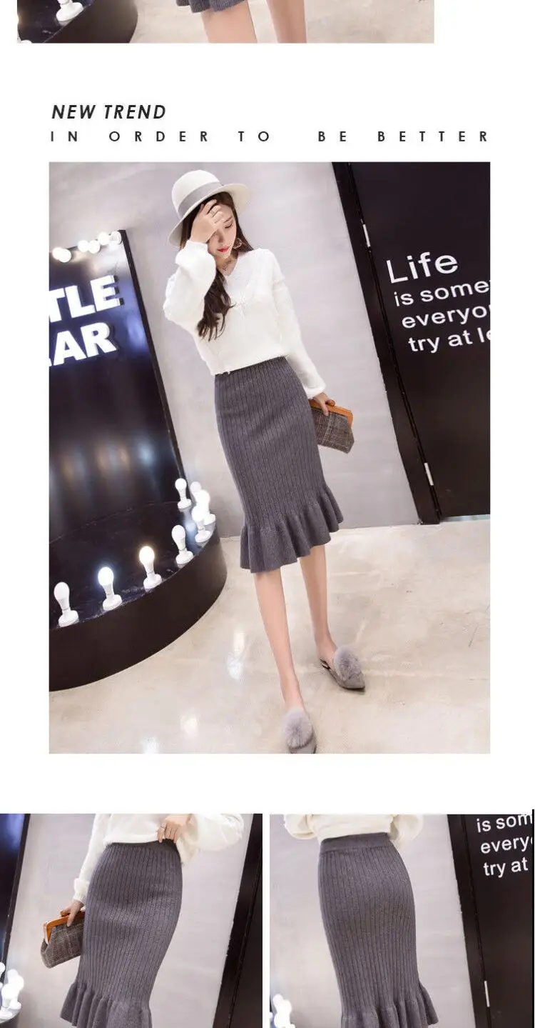 2024 Thick Wool Fishtail Skirt Women's Mid-Length Knitted — feature 11