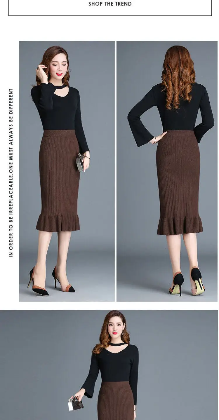 2024 Thick Wool Fishtail Skirt Women's Mid-Length Knitted — feature 16