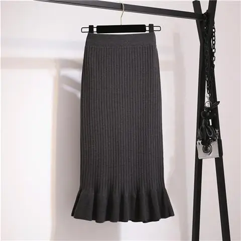 2024 Thick Wool Fishtail Skirt Women's Mid-Length Knitted - Image 2