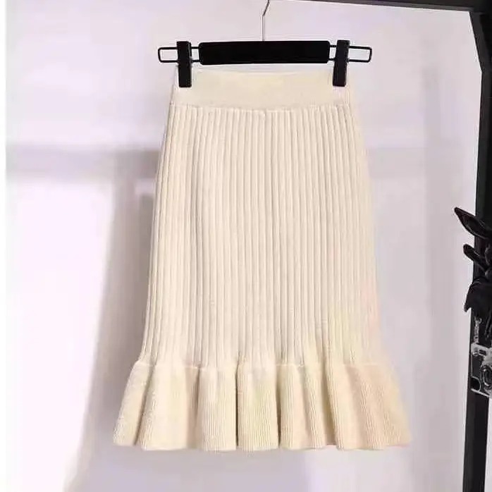 2024 Thick Wool Fishtail Skirt Women's Mid-Length Knitted - Image 3