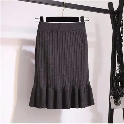 2024 Thick Wool Fishtail Skirt Women's Mid-Length Knitted - Image 5