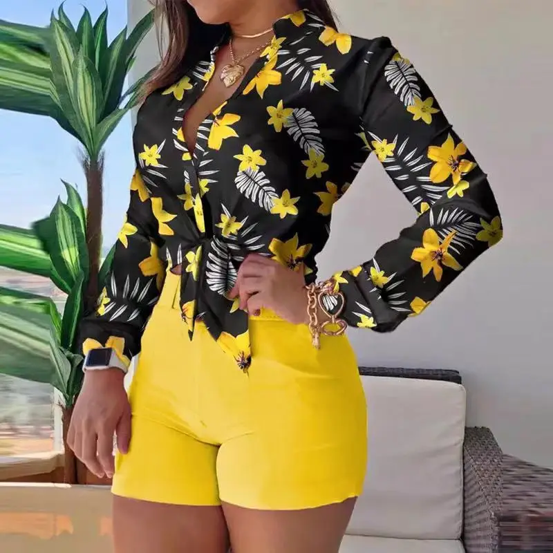 Pink Floral Cross-Border Women's Top with Shorts Set - Image 29