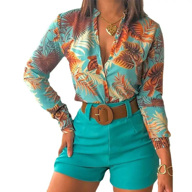 Pink Floral Cross-Border Women's Top with Shorts Set - Image 30