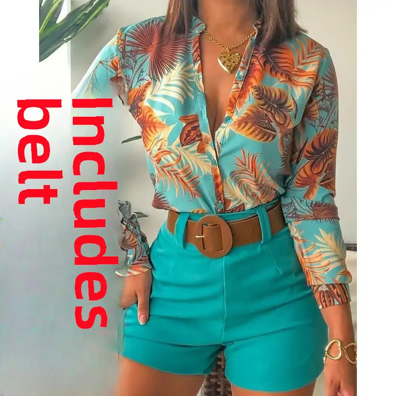 Pink Floral Cross-Border Women's Top with Shorts Set - Image 8