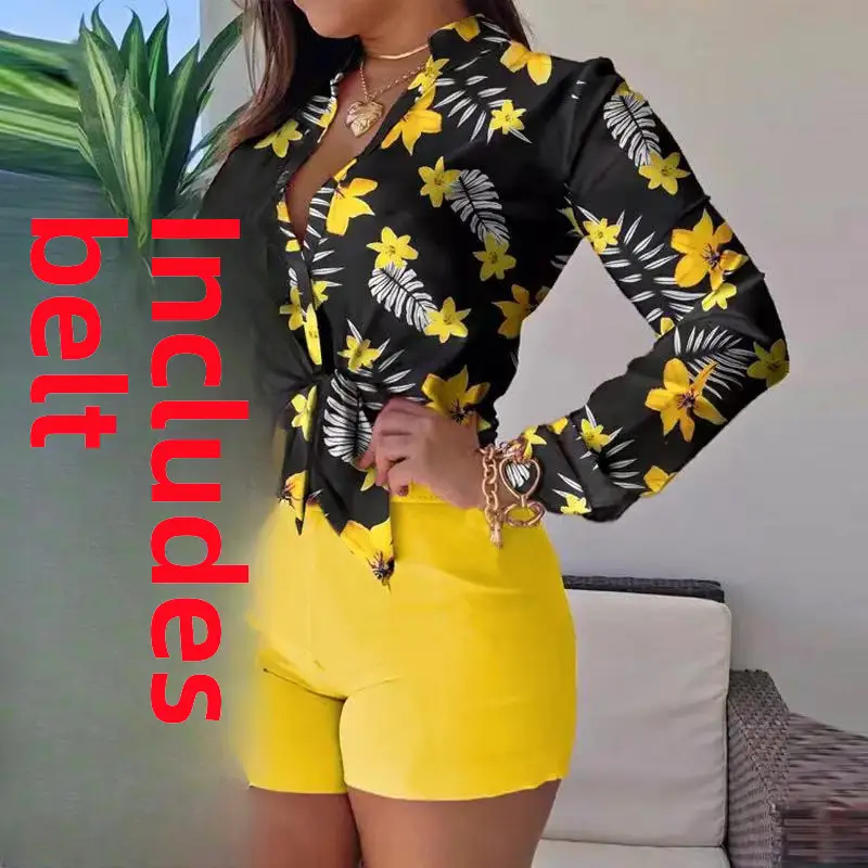 Pink Floral Cross-Border Women's Top with Shorts Set - Image 14