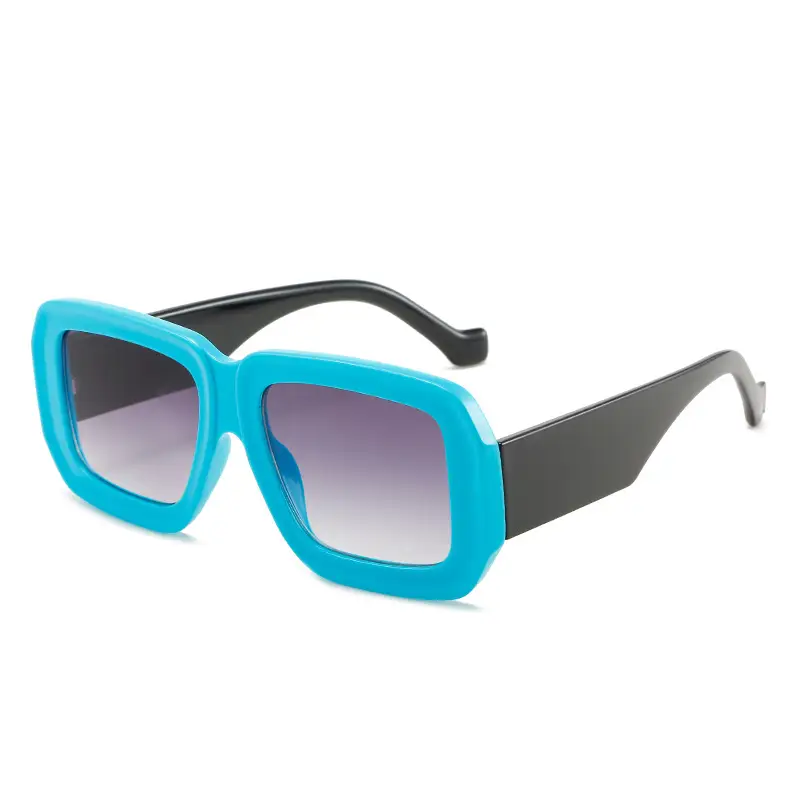 Modern Retro Ins Sunglasses Women Black Polygonal Contrast