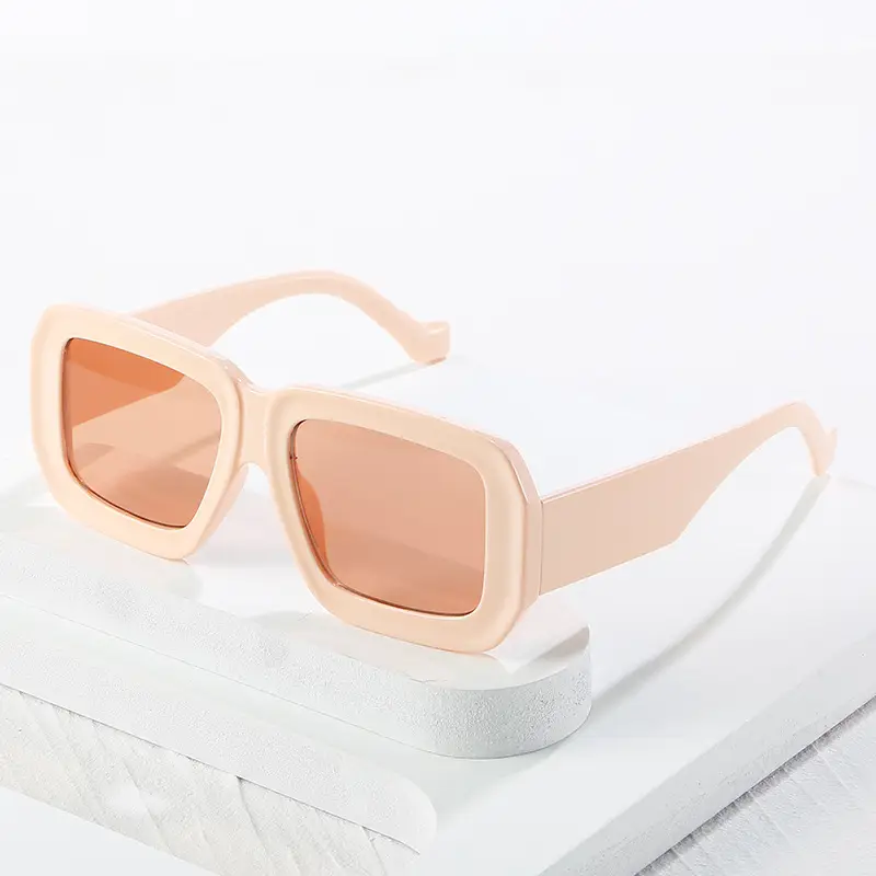 Modern Retro Ins Sunglasses Women Black Polygonal Contrast