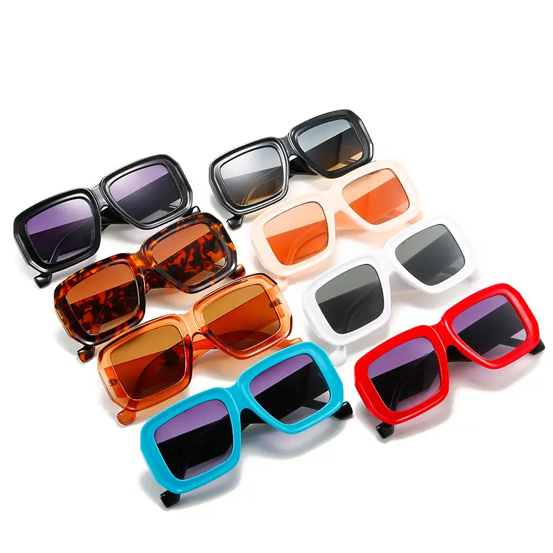 Modern Retro Ins Sunglasses Women Black Polygonal Contrast