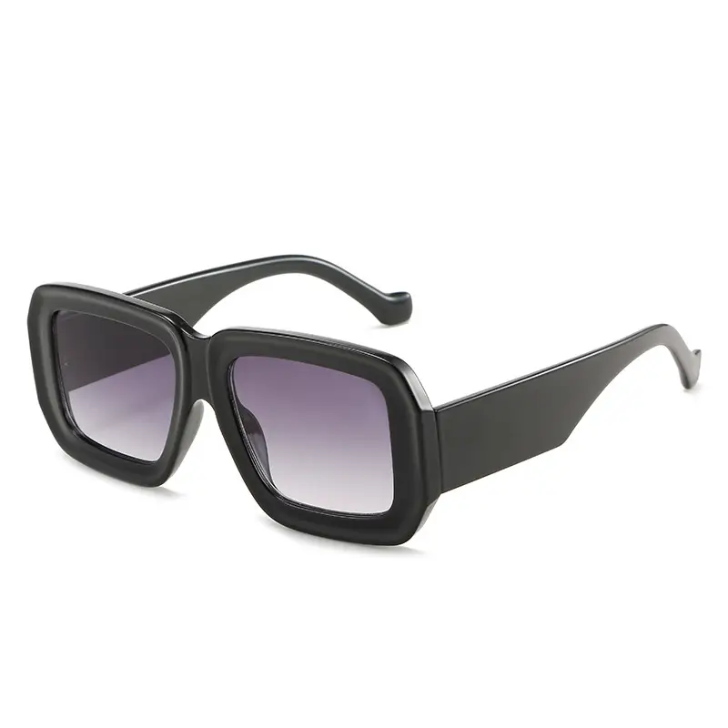 Modern Retro Ins Sunglasses Women Black Polygonal Contrast
