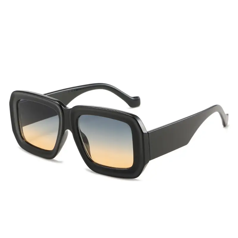 Modern Retro Ins Sunglasses Women Black Polygonal Contrast