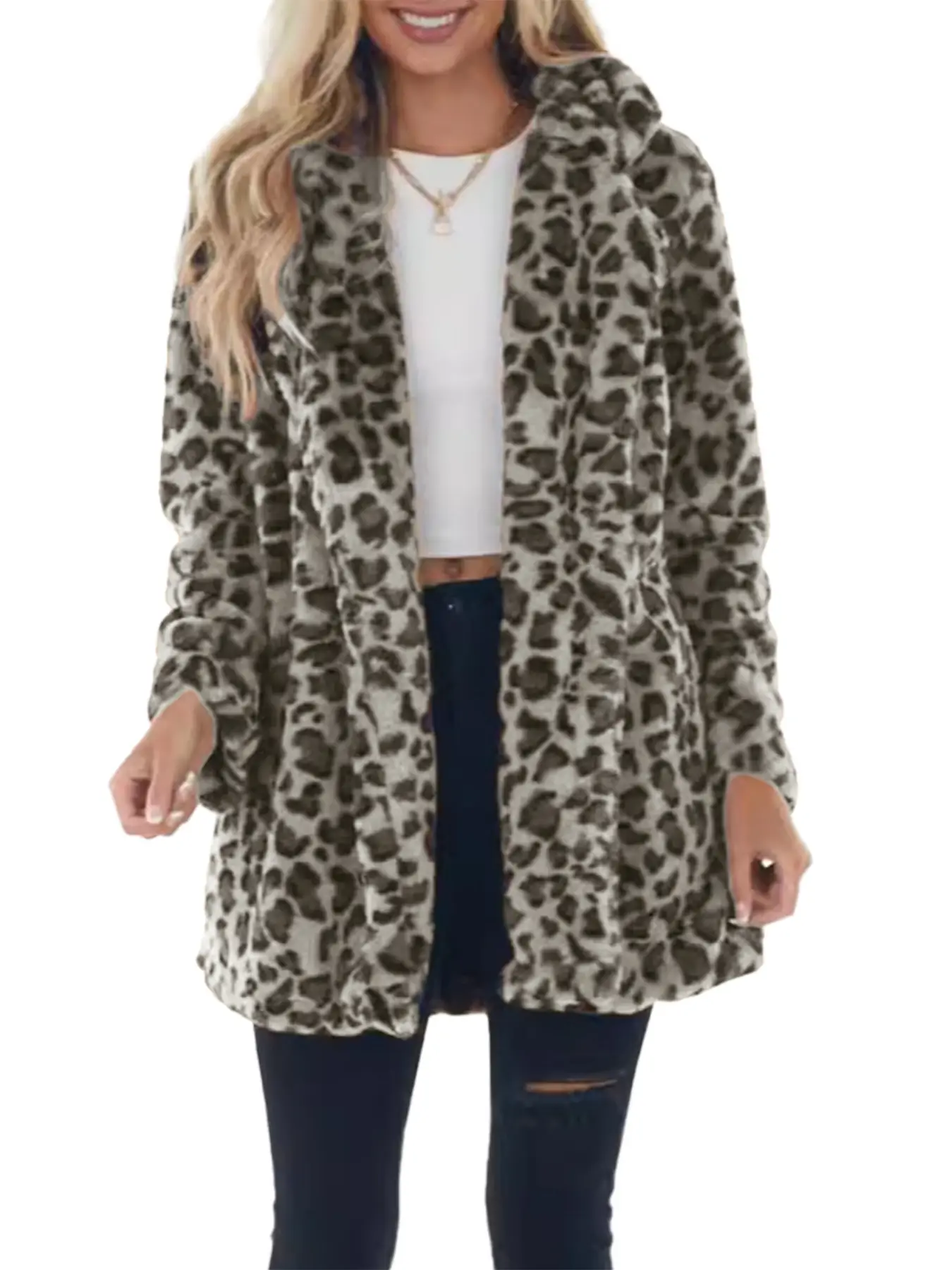 2024 Leopard Print Women's Fur Coat with Pocket - Image 7