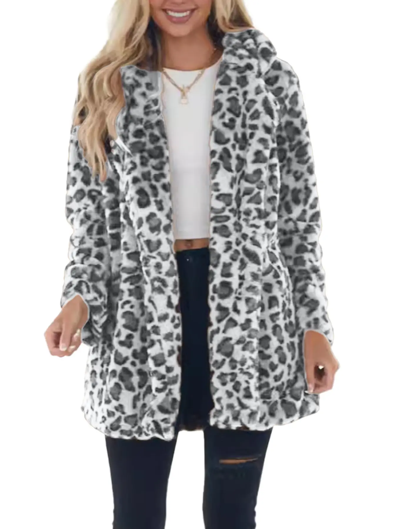 2024 Leopard Print Women's Fur Coat with Pocket - Image 9