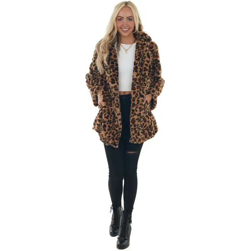 2024 Leopard Print Women's Fur Coat with Pocket — feature 11