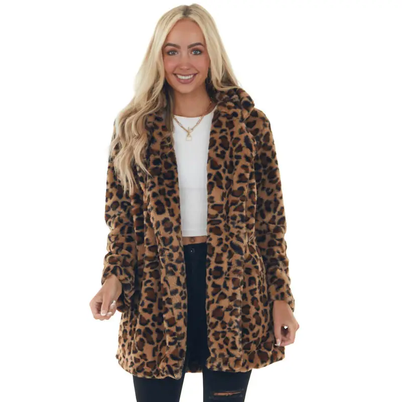 2024 Leopard Print Women's Fur Coat with Pocket — feature 8