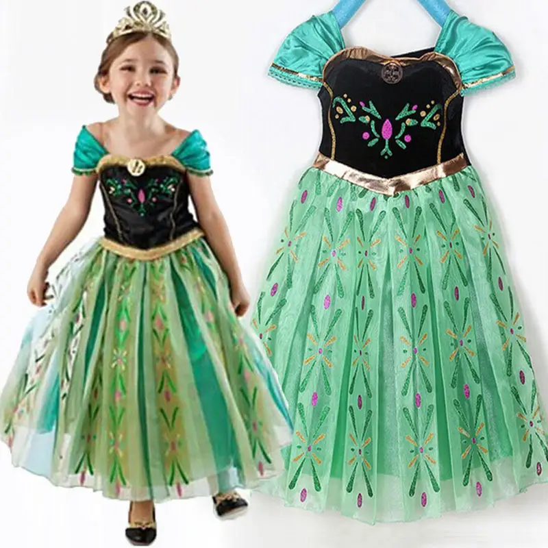 Blue Frozen Cartoon Dress for Girls Mesh Princess Cape - Image 4