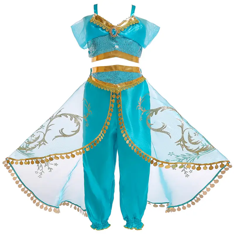 Blue Frozen Cartoon Dress for Girls Mesh Princess Cape - Image 11