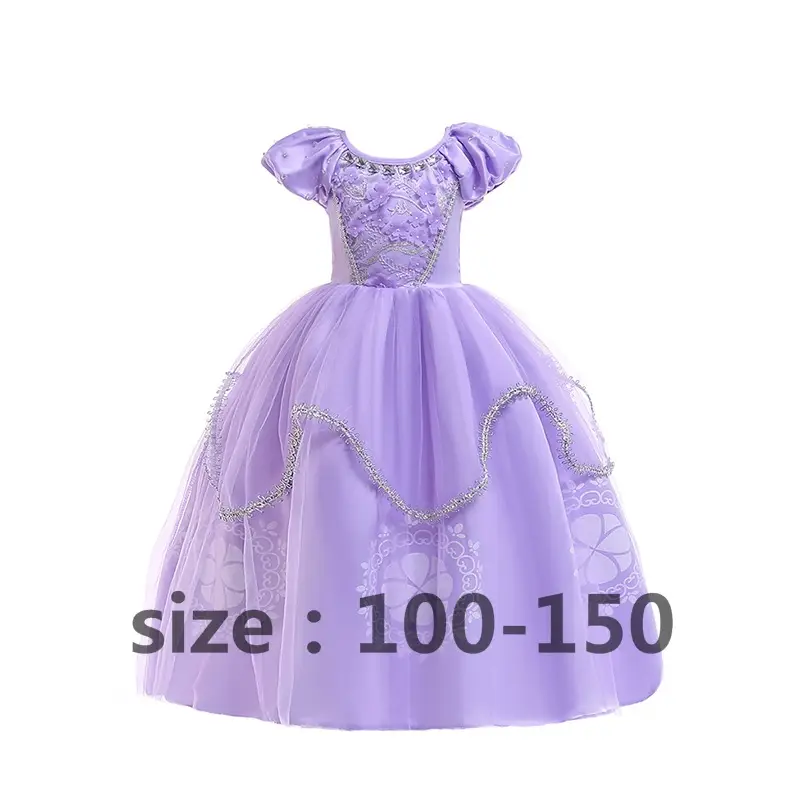 Blue Frozen Cartoon Dress for Girls Mesh Princess Cape - Image 5