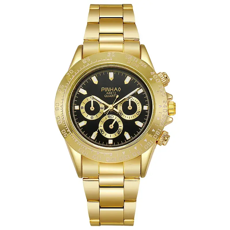 Men's 4-Hand Chronograph Watch Gold Silver Black - Image 2