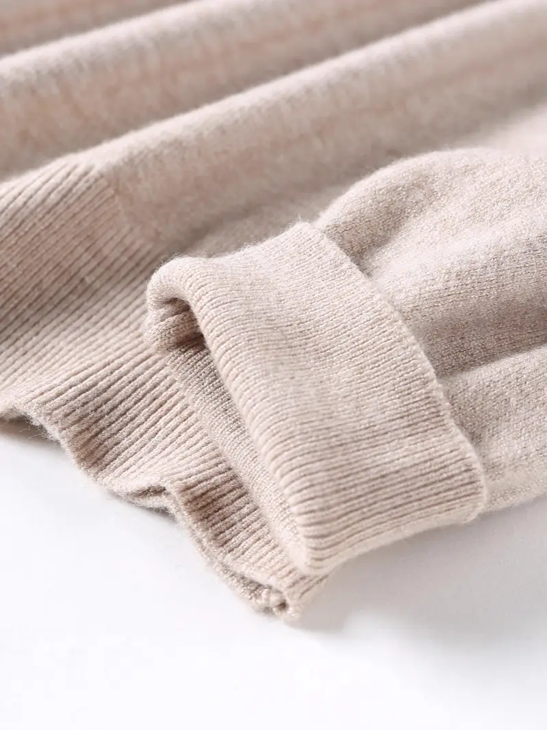 Women Knitted Round Neck Sweater Pink Autumn Winter