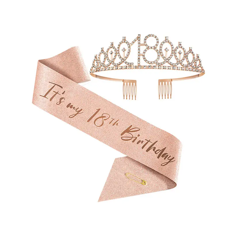 18th Birthday Crown Headband with Ribbon & Safety Pin - Image 91