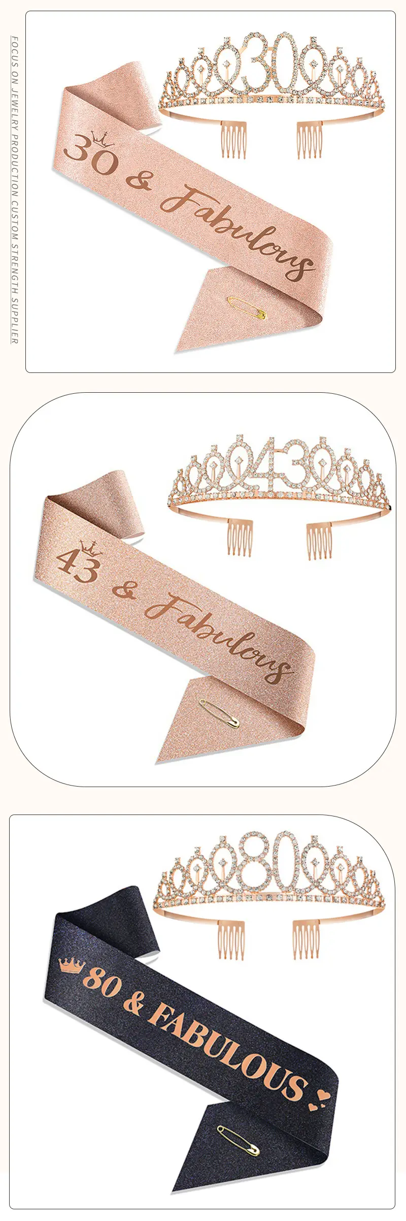18th Birthday Crown Headband with Ribbon & Safety Pin — feature 10