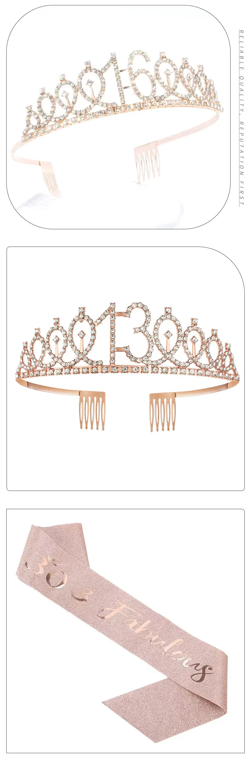 18th Birthday Crown Headband with Ribbon & Safety Pin — feature 11
