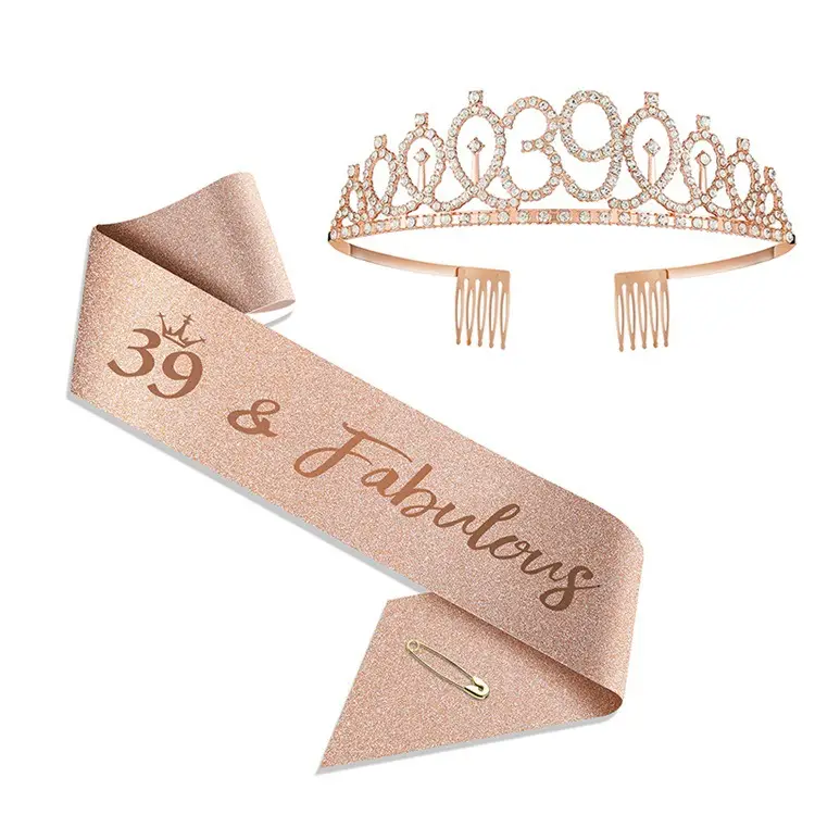 18th Birthday Crown Headband with Ribbon & Safety Pin - Image 39
