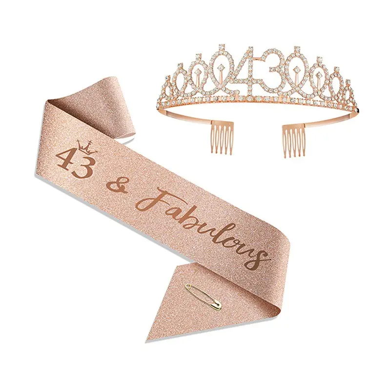 18th Birthday Crown Headband with Ribbon & Safety Pin - Image 40