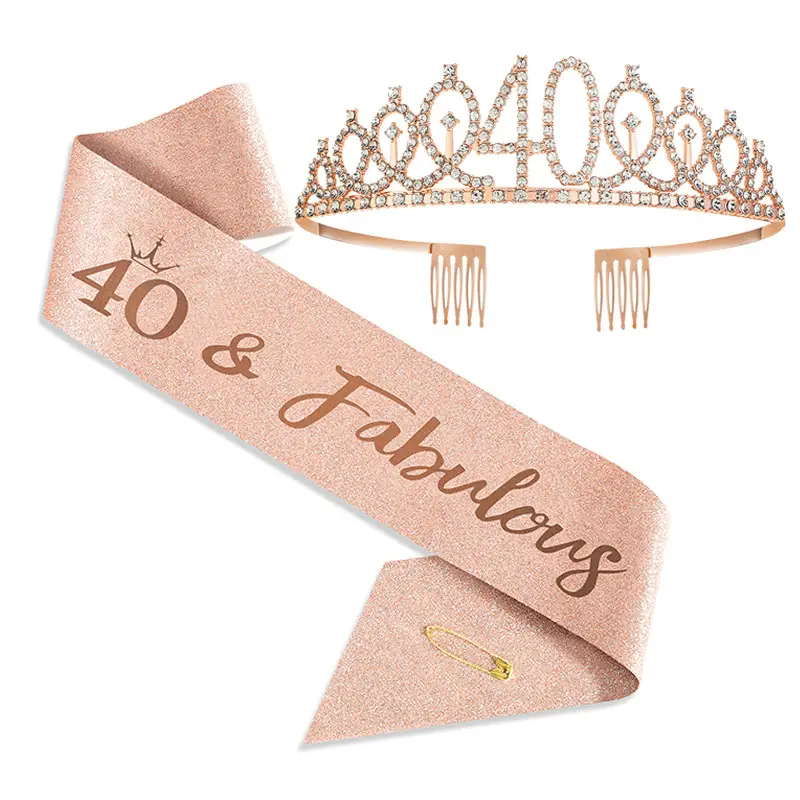 18th Birthday Crown Headband with Ribbon & Safety Pin - Image 45