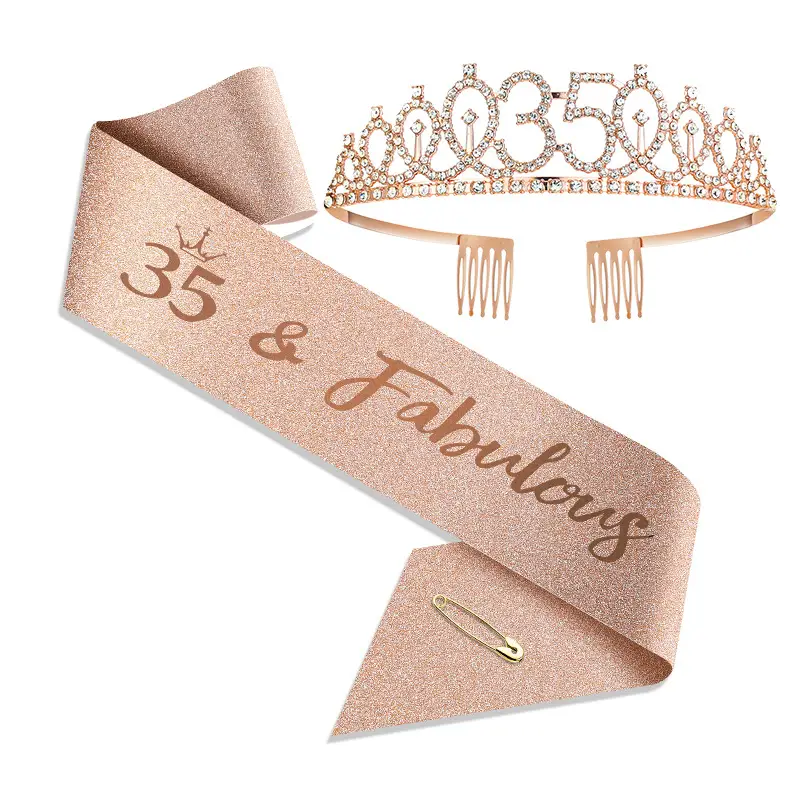 18th Birthday Crown Headband with Ribbon & Safety Pin - Image 58