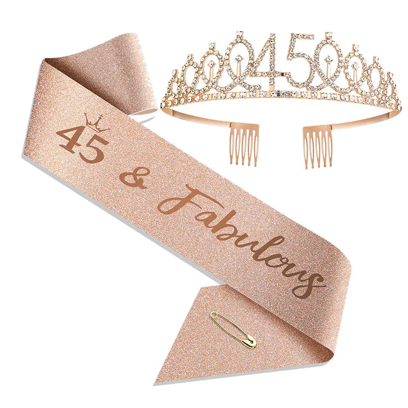 18th Birthday Crown Headband with Ribbon & Safety Pin - Image 59