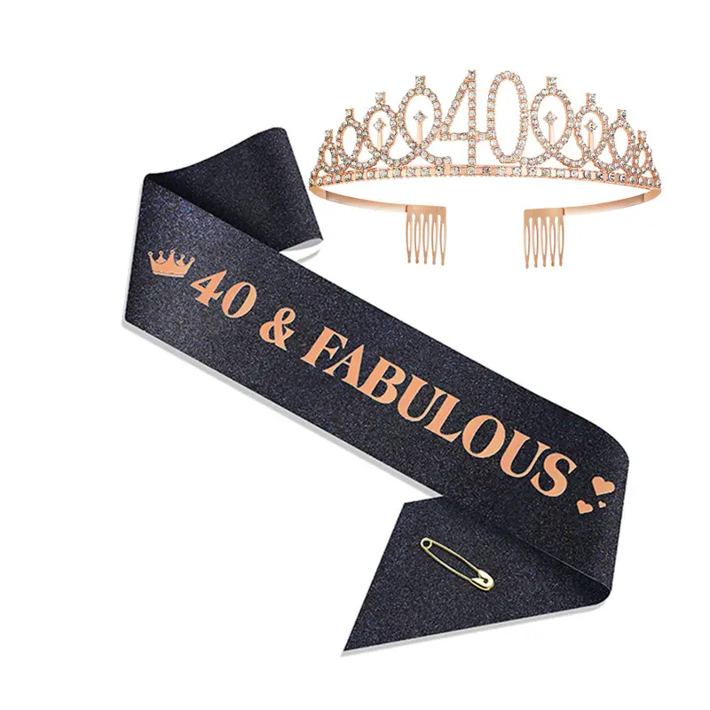 18th Birthday Crown Headband with Ribbon & Safety Pin - Image 74